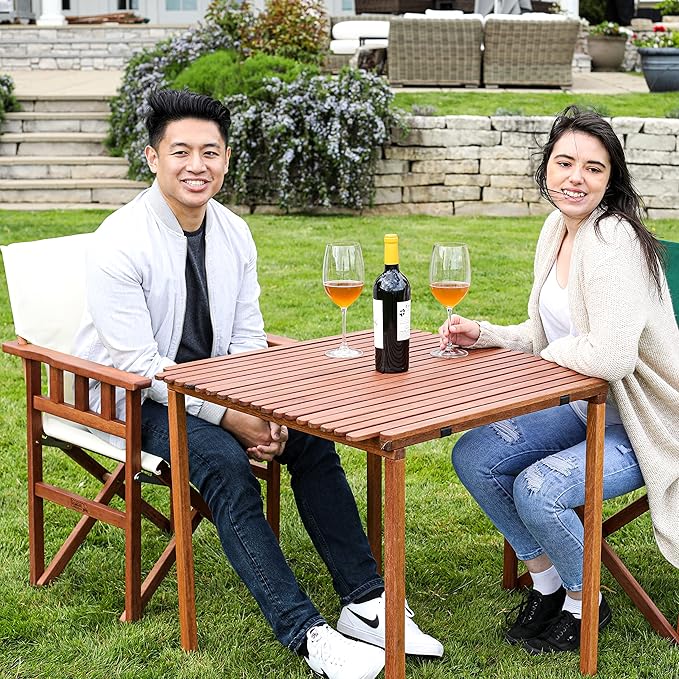 BYER OF MAINE - Pangean Nomad Folding Wood Table Hardwood Portable Table for Bistro Deck or Camping Use Indoors or Outdoors
