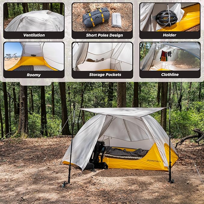 Wander Hawk 1-2 Person Backpacking Tent Lightweight 1 Person / 2 Person Tent for Bikepacking Backpacking Camping &amp Hiking