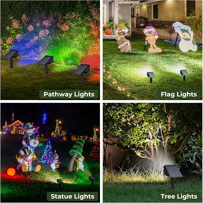 Kingsyard Solar Lights Outdoor Waterproof IP68 47 LEDs 3 Lighting Modes USB &amp Solar Powered Garden Yard Pathway Spot Lights for Outside Landscape Auto On/Off 6 Pack(Cool White)