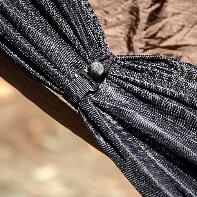 Go Camping Hammock 2.0 w/ Built-In Mosquito Net - Slate Gray by Go Outfitters: 11' Long X 64 Wide |Includes 2 Premium Aluminum Carabiners Rapid Deployment Bag 4 Stakes &amp 4 Shock Cords