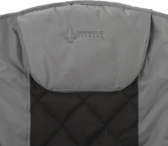 ARROWHEAD OUTDOOR Portable Deluxe Folding Camp Quad Chair w/Headrest Glass &amp Cup Holders Armest 6-can Cooler Heavy Duty Carry Bag 550 lbs Weight Capacity