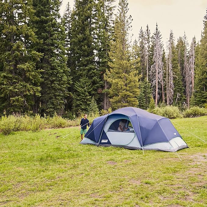 Coleman Skydome XL Large Family Tent with 5 Minute Setup Weatherproof 8/12 Person Tent with Rainfly &amp Carry Bag Fits Multiple Queen Airbeds Made of PFAS-Free Materials