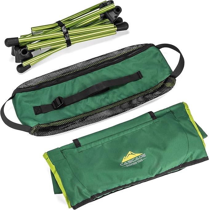 Cascade Mountain Tech Outdoor High Back Lightweight Camp Chair with Headrest and Carry Case - Green