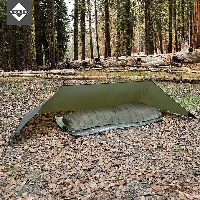 onewind Shelter Camping Tarp Set Include Emergency Shelter BugNet and Tent Footprint Ripstop Silnylon with Silicone PU Coating Survival Shelter Tent for Camping Hiking Backpacking