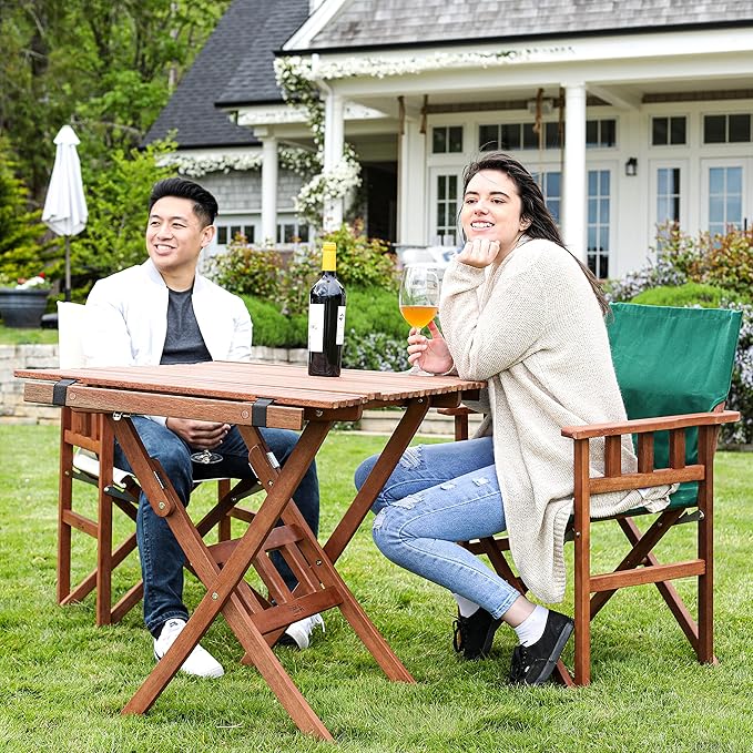 BYER OF MAINE - Pangean Roll Top Folding Wood Table Hardwood Portable Table for Bistro Deck or Camping Use Indoors or Outdoors