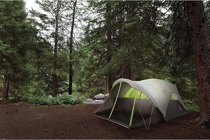 Coleman Steel Creek 6-Person Tent with Screened Porch &amp Integrated Rainfly Weatherproof Tent with Screen Room Sets Up in Minutes Fits Queen-Size Airbed