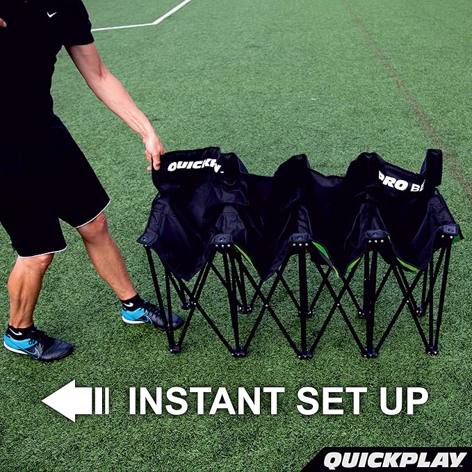 QUICKPLAY PRO Portable Folding Bench – Available in 4 6 and 9 Seats &amp 6-Seat Shelter | Heavy-Duty Fast Set-Up Seating for Sports Camping and Outdoor Activities
