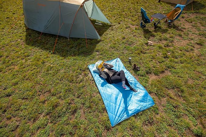 Big Agnes Why Not Picnic Blanket- Waterproof Outdoor Blanket with Insulation Hidden Pocket &amp Stuff Sack for Camping Beach &amp Concerts Cendre Blue/Asphalt 55x85