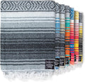 Benevolence LA Authentic Handwoven Mexican Blanket | Yoga Blankets Outdoor Picnic Beach Camping | Equestrian Saddle | Serape 50x70 inches - Gray Pack of 1