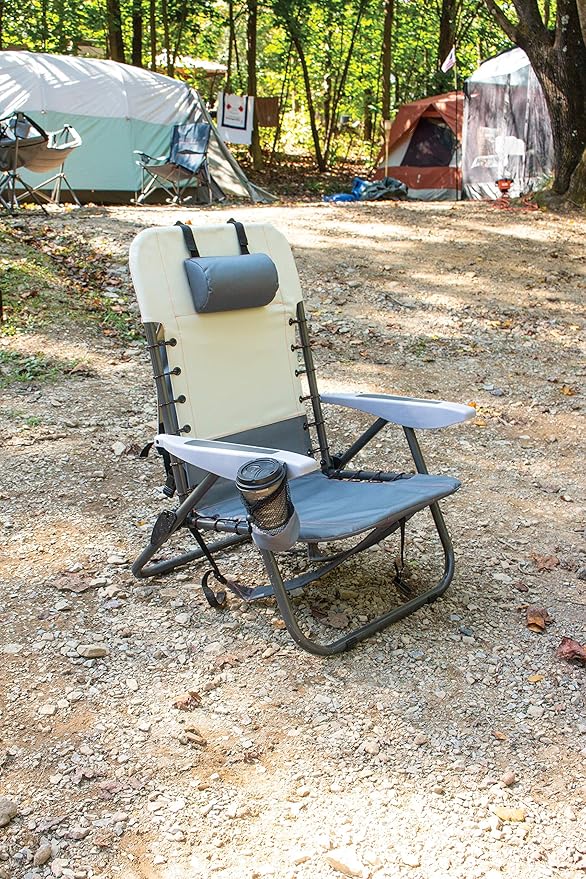 Rio Gear 4-Position Lace-up Suspension Backpack Camping Chair with Removable Backpack Bag