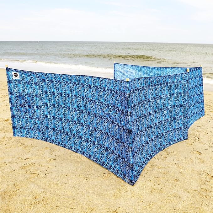 erda Tide Dye Pro Beach Recycled Polyester Rip-Stop 20 ft Lightweight Windscreen Privacy Screen Wind Blocker Free Matching Shoulder Bag (New Mahogany Wood Poles)