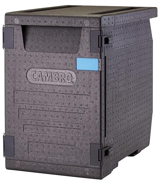 Cambro GoBox Insulated Lightweight Thermal Hot Box and Food Pan Carrier (EPP400 - Holds Four 4 Inch Pans) - Hotbox and Food Warmer for Catering &amp Transport - Front Load (Gray)