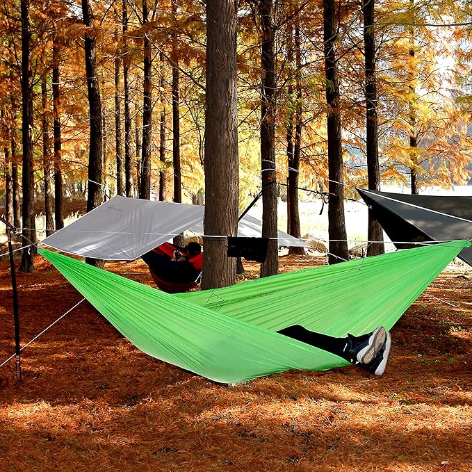 Onewind Camping Hammock with Mosquito Net for Youth Travel Hiking Backpacking Backyard Outside Patio Sturdy Ripstop Nylon Lightweight Kids Hammock with Tree Straps and Cinch Buckles