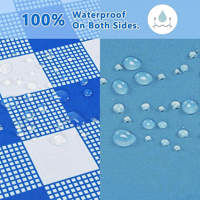 Tirrinia 60x 80 Picnic Waterproof Outdoor Blanket Blue Plaid Table Cloth Covers for Dining Camping Outdoor Foldable Camping Blanket for Travel Family Concerts