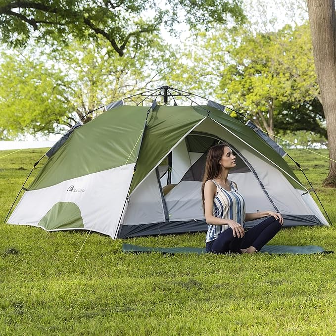 MOON LENCE Pop Up Tent 3-4 Person 60s Instant Setup Camping Tent with 2 Doors Water-Resistant &amp Windproof Dome Tent for Car Camping Backyard Traveling