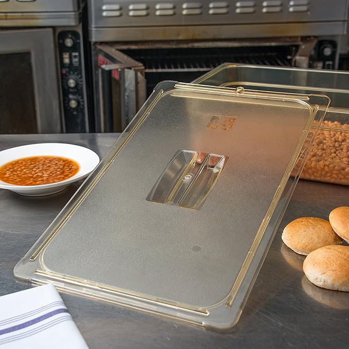 Carlisle FoodService Products 10410U13 High Heat Universal Handled Lid 20.75 x 12.88 x 0.88 Amber For TopNotch Full Size Food Pans (Case of 6)