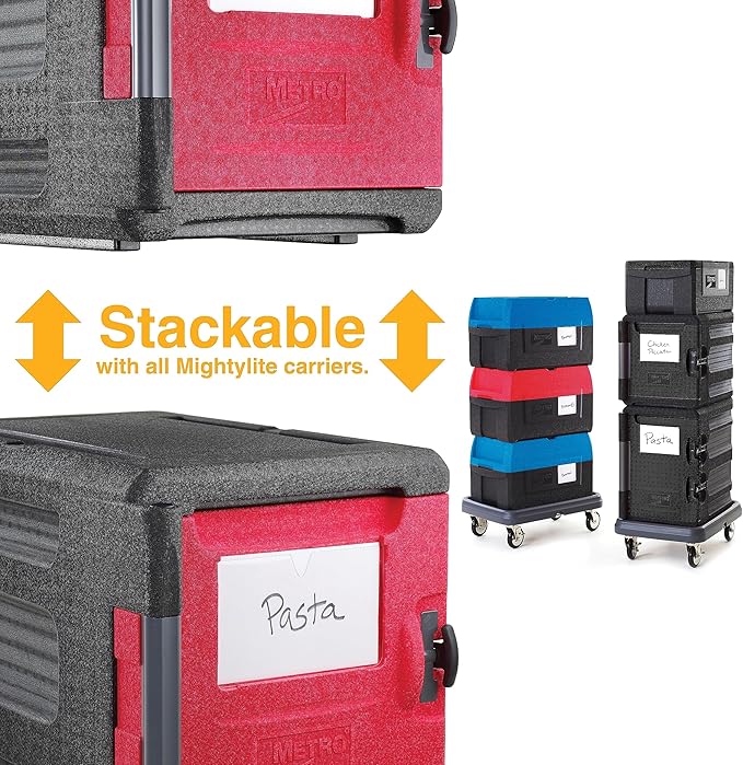 Metro Mightylite ML300 Front-Loading Insulated Pan Carrier - Professional-Grade Multipurpose Food Carrier and Catering Food Warmer - 45 qt or 4 Pan Capacity - Red