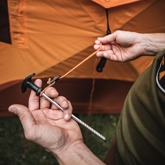 Gazelle Tents™ 12-Pack All-Terrain Stakes 12 Serated Tip Stakes 4 Guy-Lines Carry Bag GA100