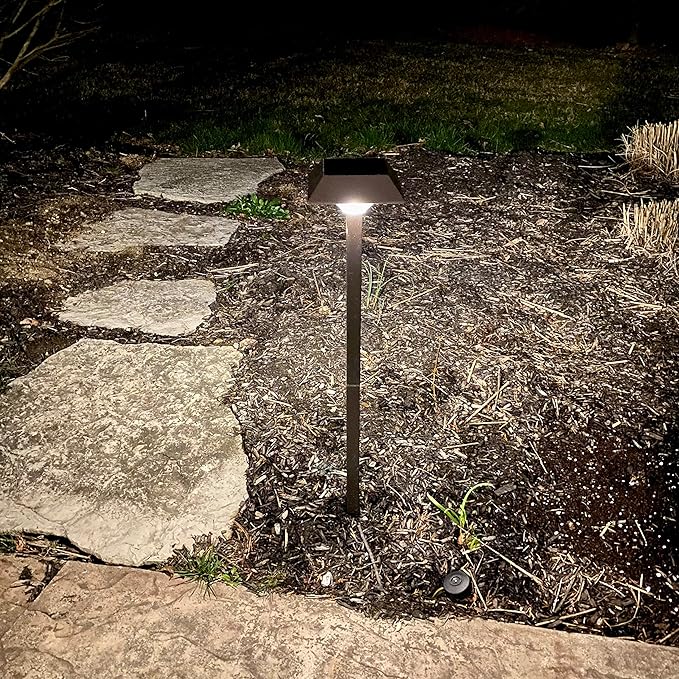 Bobcat Solar Landscape Pathway Lights Super Bright with 2-in-1 Warm White and Daylight Modes Solar Lights Outdoor Waterproof for Outdoor Path Sidewalk Driveway Yard or Walk Way (4 Pack)
