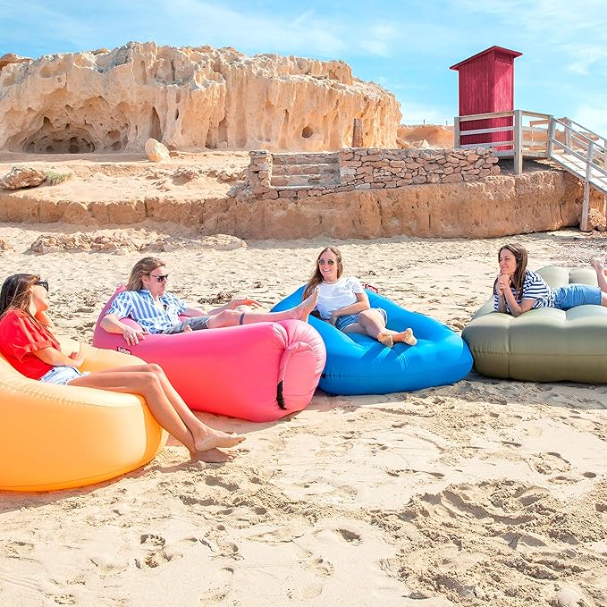 Fatboy Lamzac The Original Version 1 Inflatable Lounger with Carry Bag Inflatable Couch for Indoor or Outdoor Hangout or Inflatable Lounge Air Chair - Orange