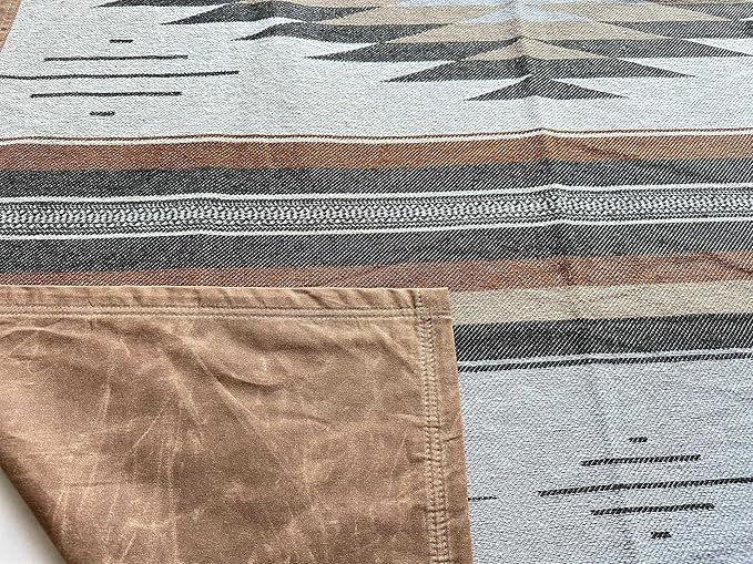 Waxed Canvas Camp Blanket - Waterproof Outdoor Picnic Mat | Water Repellent Military Blanket Ground Cloth Cover | Bushcraft Bedroll Camping Campfire Festival - 100 Cotton (Brown Diamond Regular)