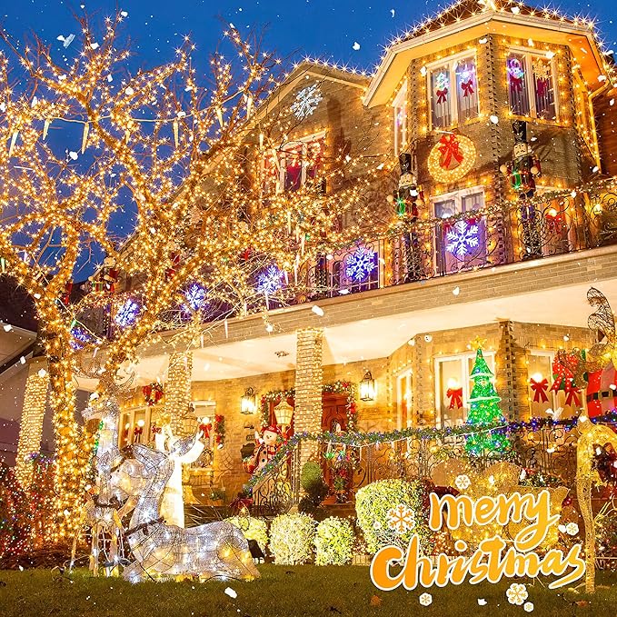 165 FT 500 LED Christmas Lights Outdoor Indoor Plug in Warm White String Lights for Outside Waterproof Connectable Clear Wire Twinkle Light for Christmas Tree Bedroom Classroom Party Decor