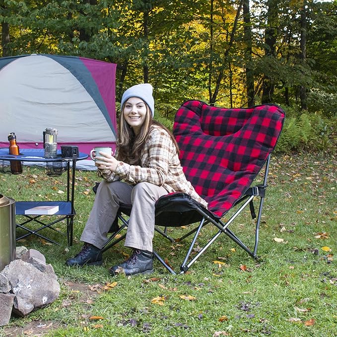 Camp &amp GO Extra Large Ultra Padded Outdoor Camping Chair Portable Folding Camp Chair with Wide Padded Seat Cup Holder and Carry Bag Multicolor