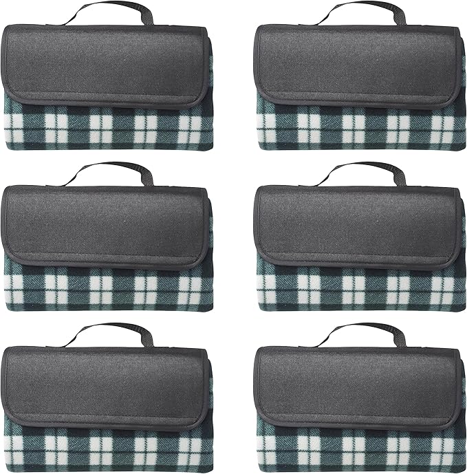 DISCOUNT PROMOS Brookhaven Roll Up Picnic Blankets Set of 6 Bulk Pack - Great Outdoor Blanket for Camping Picnic Beach Sports Outdoor Activities - Green