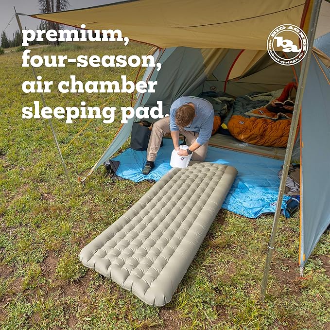 Big Agnes Campmeister Deluxe - Insulated Sleeping Pad Ultralight Inflatable Mat For Camping All Season Compact Backpacking And Hiking 25x72 Wide Regular