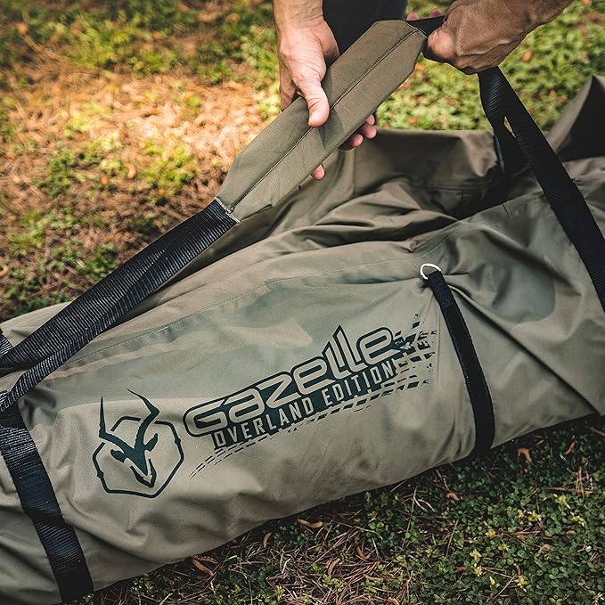 Gazelle Tents™ T4 Plus Hub Tent Overland Edition Easy 90 Second Set-Up Waterproof UV Resistant Footprint All-Terrain Stakes 4-8 Person Alpine Green/Oak Moss 78 x 94 x 165 GT451GR